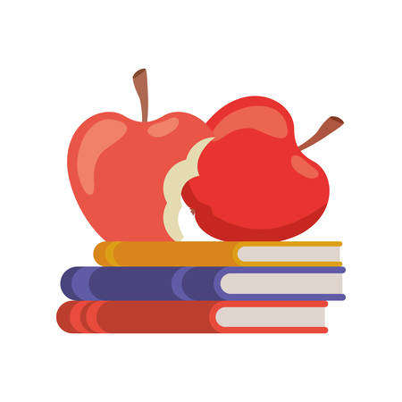 stack of books with apple fruit icon vector illustration designのイラスト素材