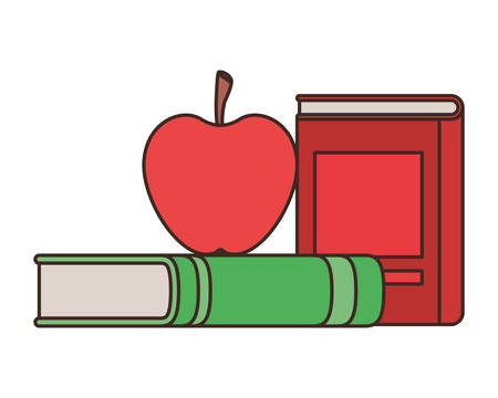stack of books with apple fruit icon vector illustration designのイラスト素材