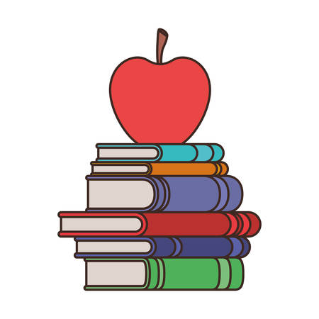 stack of books with apple fruit icon vector illustration designのイラスト素材