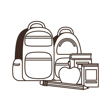 handbag school with notebooks on white background vector illustration designのイラスト素材