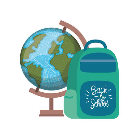 earth globe with handbag of school vector illustration designのイラスト素材