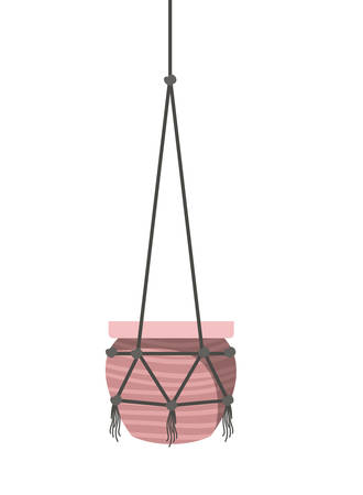 flowerpot on macrame hangers icon vector illustration designのイラスト素材