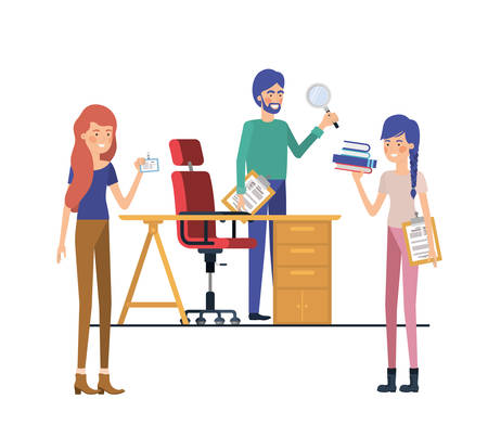 group of people in the work office vector illustration designのイラスト素材
