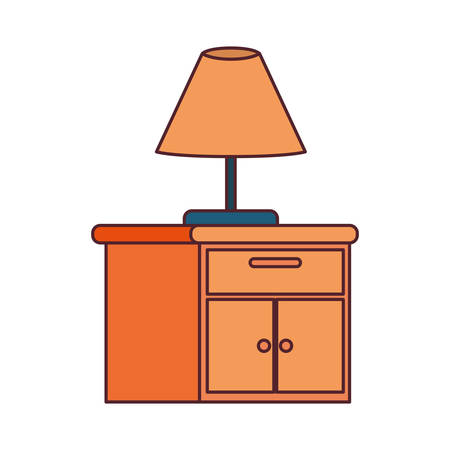 wooden drawer with lamp in white background vector illustration designのイラスト素材