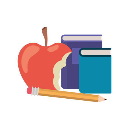 books of school with apple fruit icon vector illustration designのイラスト素材