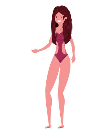 young woman with swimsuit on white background vector illustration designのイラスト素材