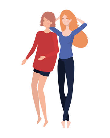 young women with sleeping pose character vector illustration designのイラスト素材