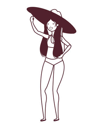 silhouette of woman with swimsuit on white background vector illustration designのイラスト素材