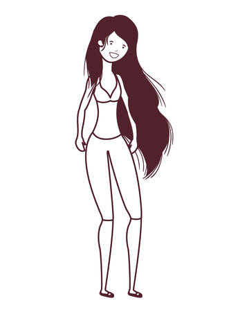 silhouette of woman with swimsuit on white background vector illustration designのイラスト素材