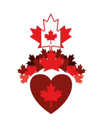 Maple leaf heart and canada design, Culture national country travel and tourism theme Vector illustrationのイラスト素材