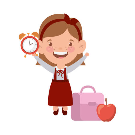 student girl with school supplies on white background vector illustration designのイラスト素材