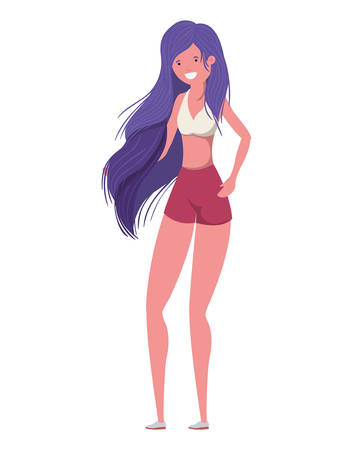 young woman with swimsuit on white background vector illustration designのイラスト素材