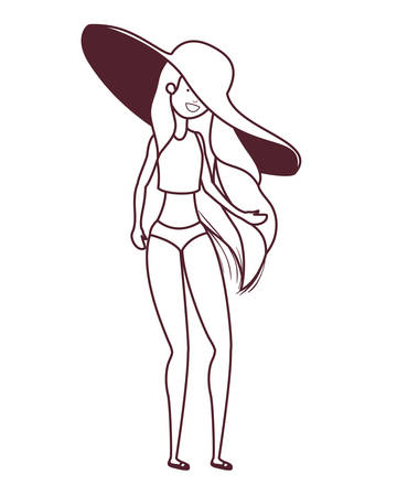 silhouette of woman with swimsuit on white background vector illustration designのイラスト素材