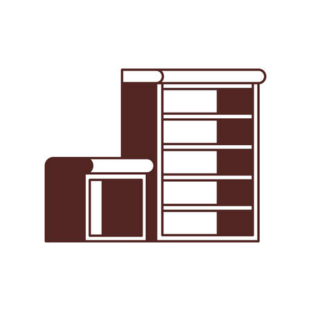 wooden bookshelf on white background vector illustration designのイラスト素材