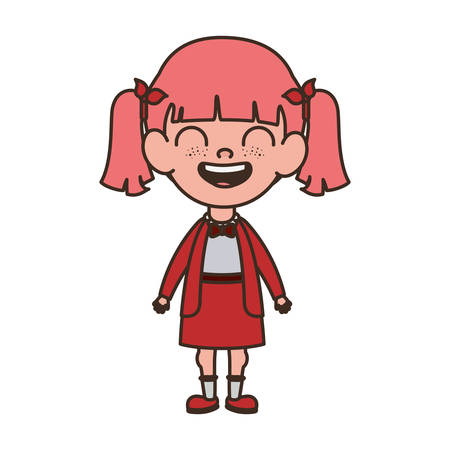 student girl standing smiling on white background vector illustration designのイラスト素材