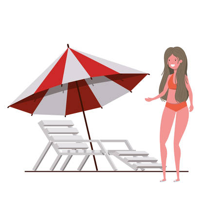 young woman with swimsuit on white background vector illustration designのイラスト素材