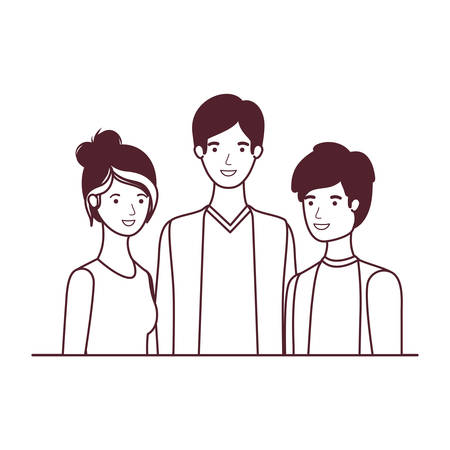 silhouette of group of people in white background vector illustration designのイラスト素材
