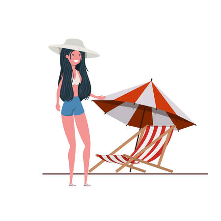 young woman with swimsuit on white background vector illustration designのイラスト素材