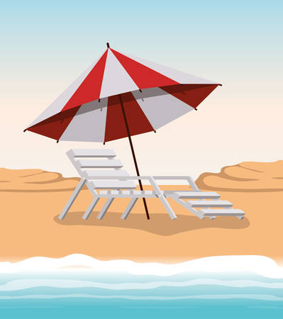 Summer and vacation chair design, Beach tropical relaxation outdoor nature tourism island and season theme Vector illustrationのイラスト素材