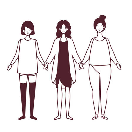 silhouette of women standing on white background vector illustration designのイラスト素材