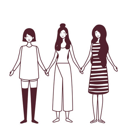 silhouette of women standing on white background vector illustration designのイラスト素材