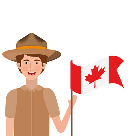 Forest ranger boy cartoon design, life protector nature fauna and green theme Vector illustrationのイラスト素材