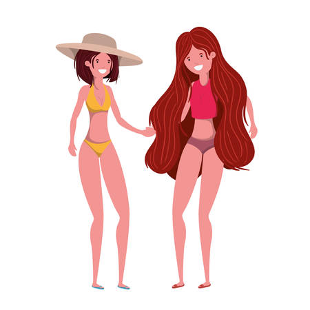 young women with swimsuit on white background vector illustration designのイラスト素材