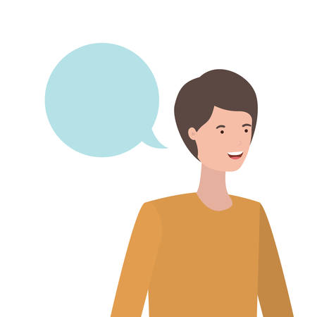 young man with speech bubble avatar character vector illustration designのイラスト素材