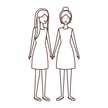 young women avatar character vector illustration designのイラスト素材