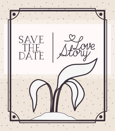 love story card with marine plants ecosystem scene vector illustration designのイラスト素材