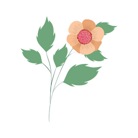 beautiful flowers with leafs isolated icon vector illustration designのイラスト素材