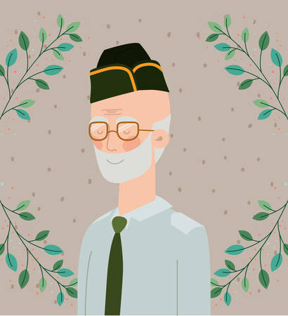 veteran military celebration crd with leafs vector illustration designのイラスト素材