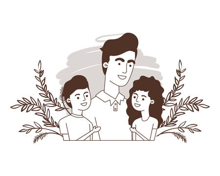 father with children avatar character vector illustration designのイラスト素材