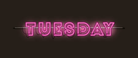 tuesday fonts neon lights vector illustration designのイラスト素材