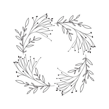 garland with flowers and leafs isolated icon illustration designのイラスト素材