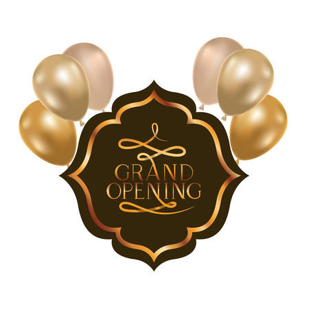 frame and helium balloons with label grand opening vector illustration designのイラスト素材