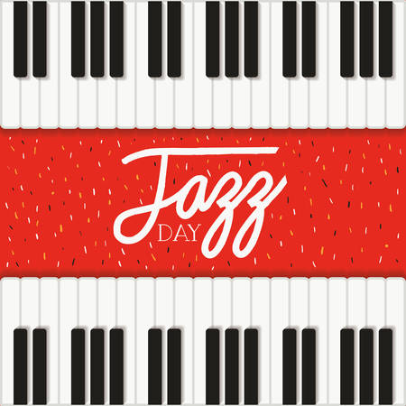 jazz day poster with piano keyboard vector illustration designのイラスト素材