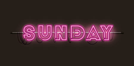 sunday fonts neon lights vector illustration designのイラスト素材