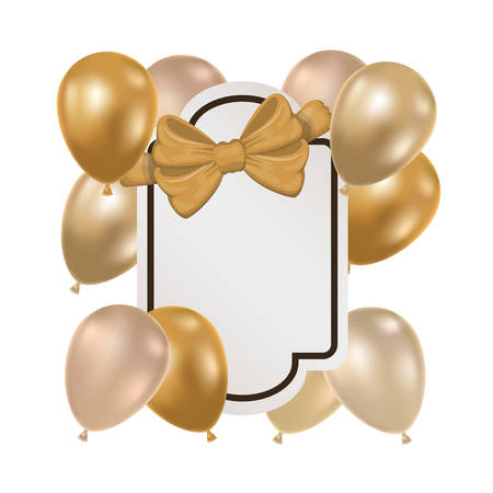 frame with helium balloons on white background vector illustration designのイラスト素材