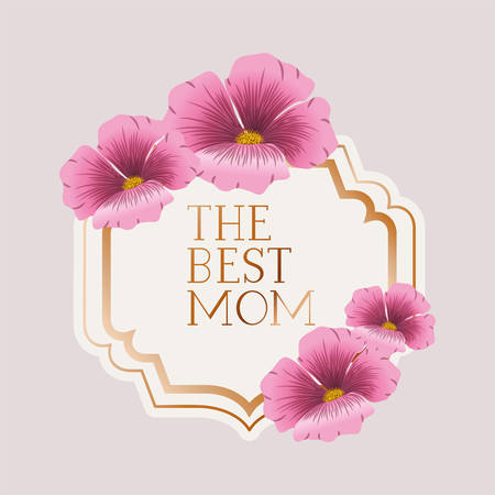 happy mothers day victorian frame with flowers vector illustration designのイラスト素材