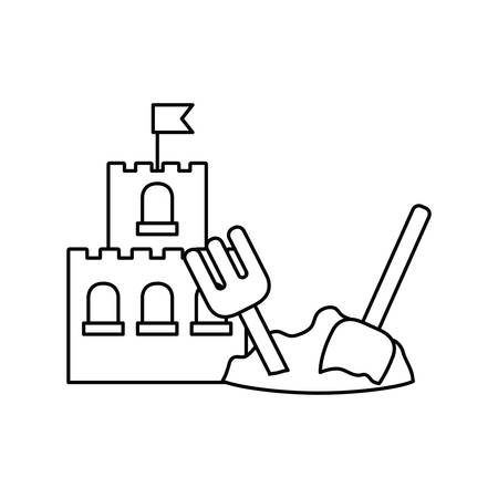 silhouette of sand castle on white background vector illustration designのイラスト素材