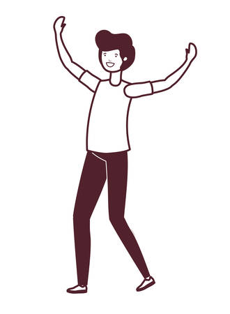 silhouette of young man dancing in white background vector illustration designのイラスト素材