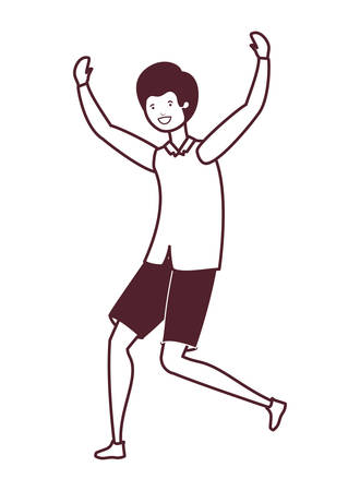 silhouette of young man dancing in white background vector illustration designのイラスト素材