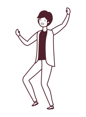 silhouette of young man dancing in white background vector illustration designのイラスト素材