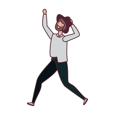 young man dancing in white background vector illustration designのイラスト素材