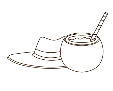 coconut water for summer heat on white background vector illustration designのイラスト素材