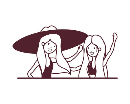 silhouette of women with swimsuit on white background vector illustration designのイラスト素材