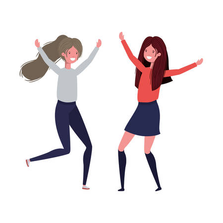 dancing women in white background vector illustration designのイラスト素材