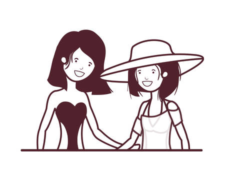 silhouette of women with swimsuit on white background vector illustration designのイラスト素材