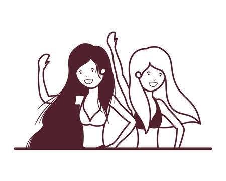 silhouette of women with swimsuit on white background vector illustration designのイラスト素材